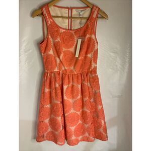 LC Lauren Conrad Sunflower Lace‎ Overlay Fit & Flare Sleeveless Summer Dress sz4